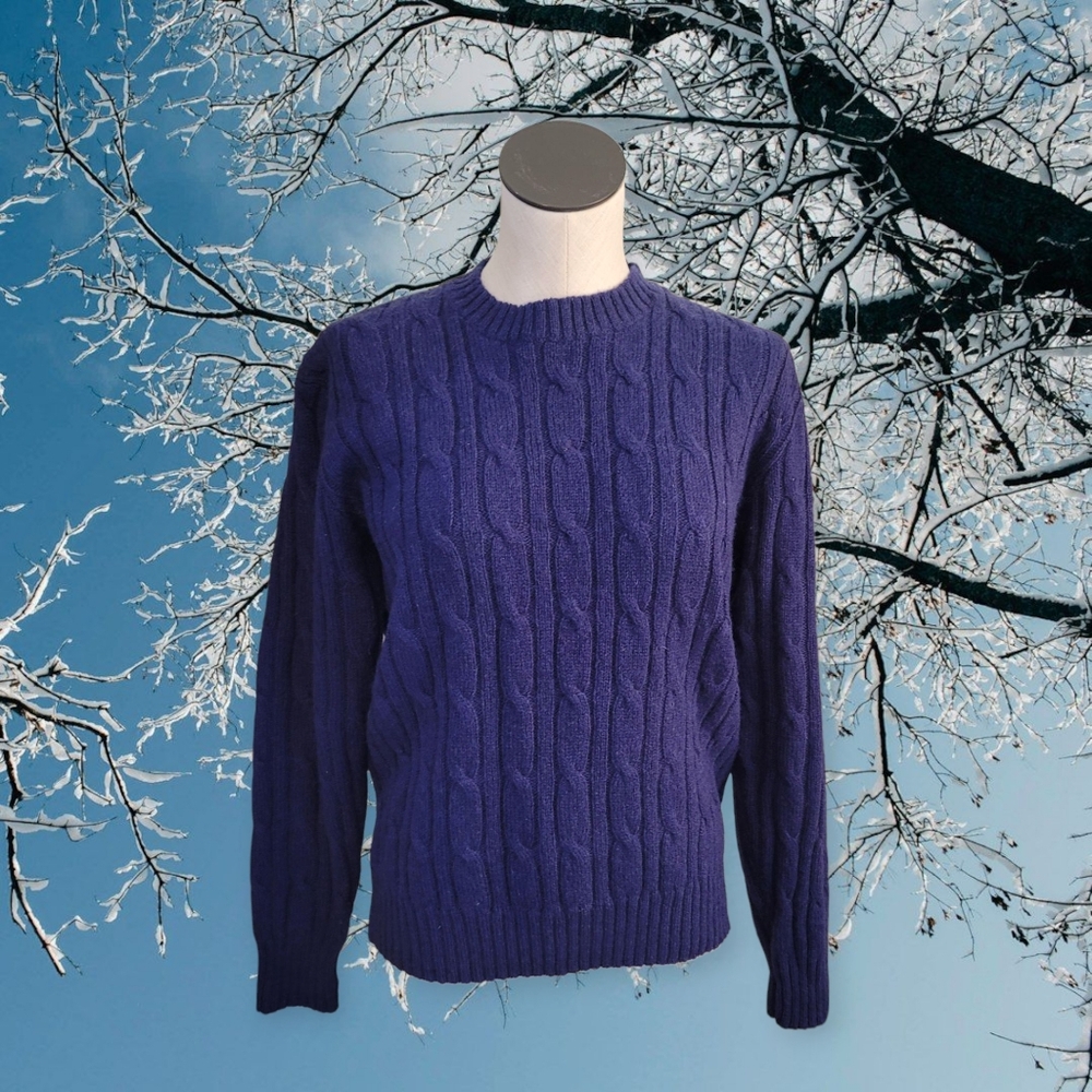 Men's Blue Cable Knit Sweater